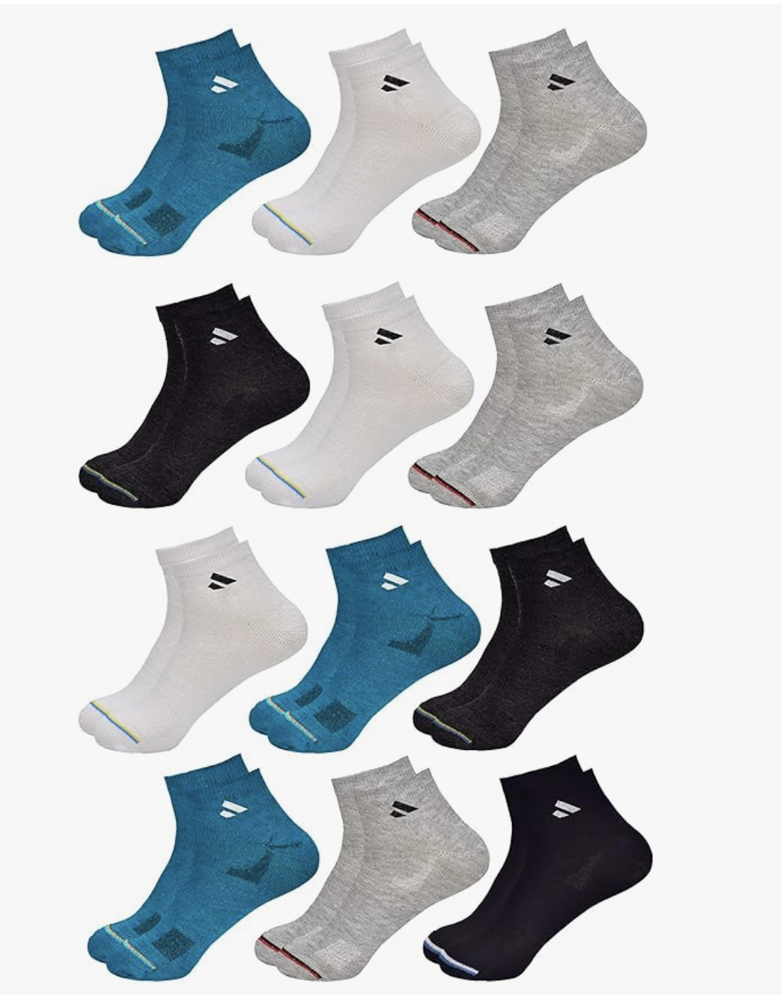 Socks & Hosiery - Ankle Socks : SJeware 12 Pairs Solid Cotton Ankle Length Socks for Men & Women, Multicolor, Pack of 12, Free Size