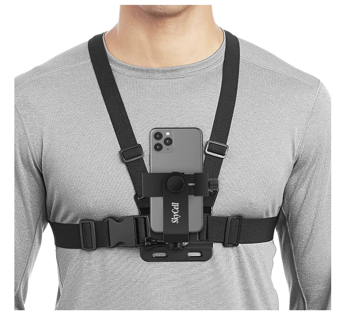 SKYCELL Mobile Phone Chest Mount Strap Holder, Anti-Slide Strap GoPro Chest Mount for Phone 360 Degree Rotary for Video Recording Camera Harness