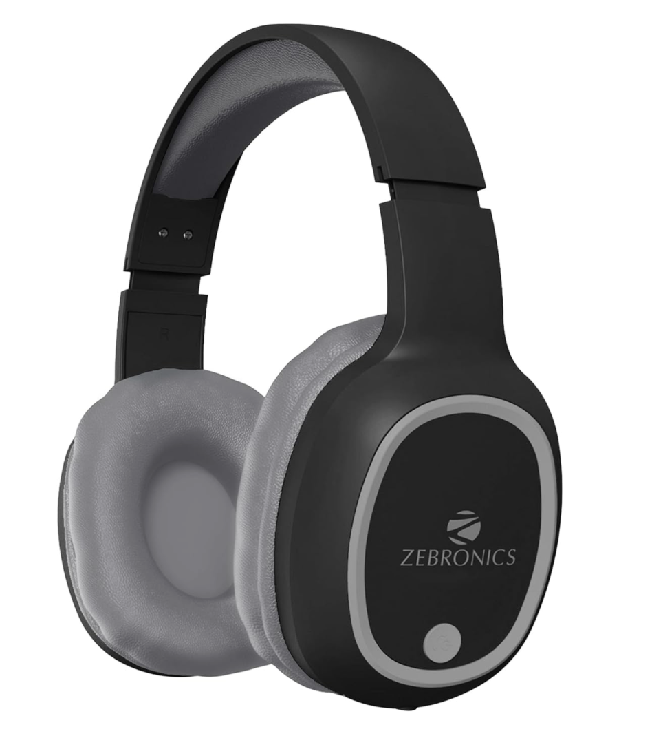 ZEBRONICS THUNDER Bluetooth 5.3 Wireless Headphones with 60H Backup, Gaming Mode, Dual Pairing, ENC, AUX, Micro SD, Voice assistant, Comfortable Earcups, Call Function(Black)